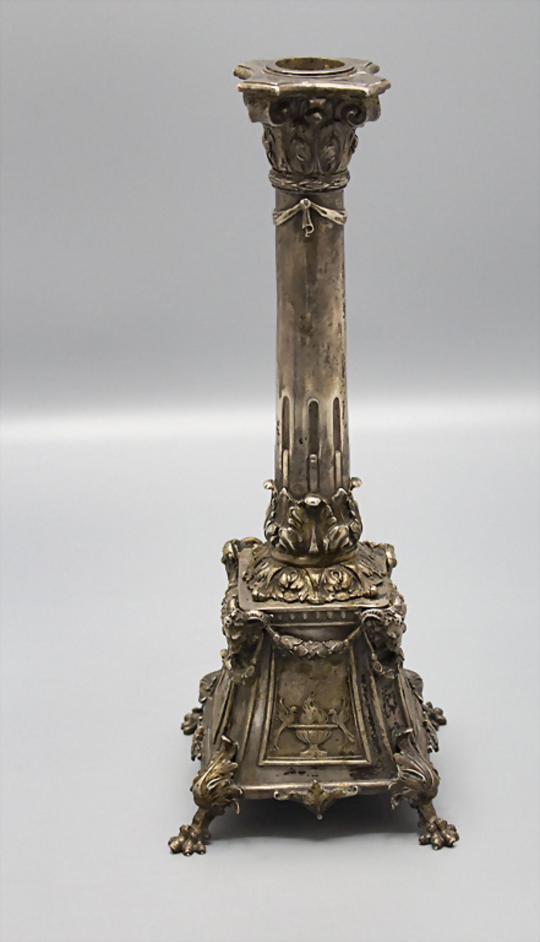 Neorenaissance Kerzenleuchter / A Neo-Renaissance silver candlestick, Lazarus Posen, Frankfurt ...