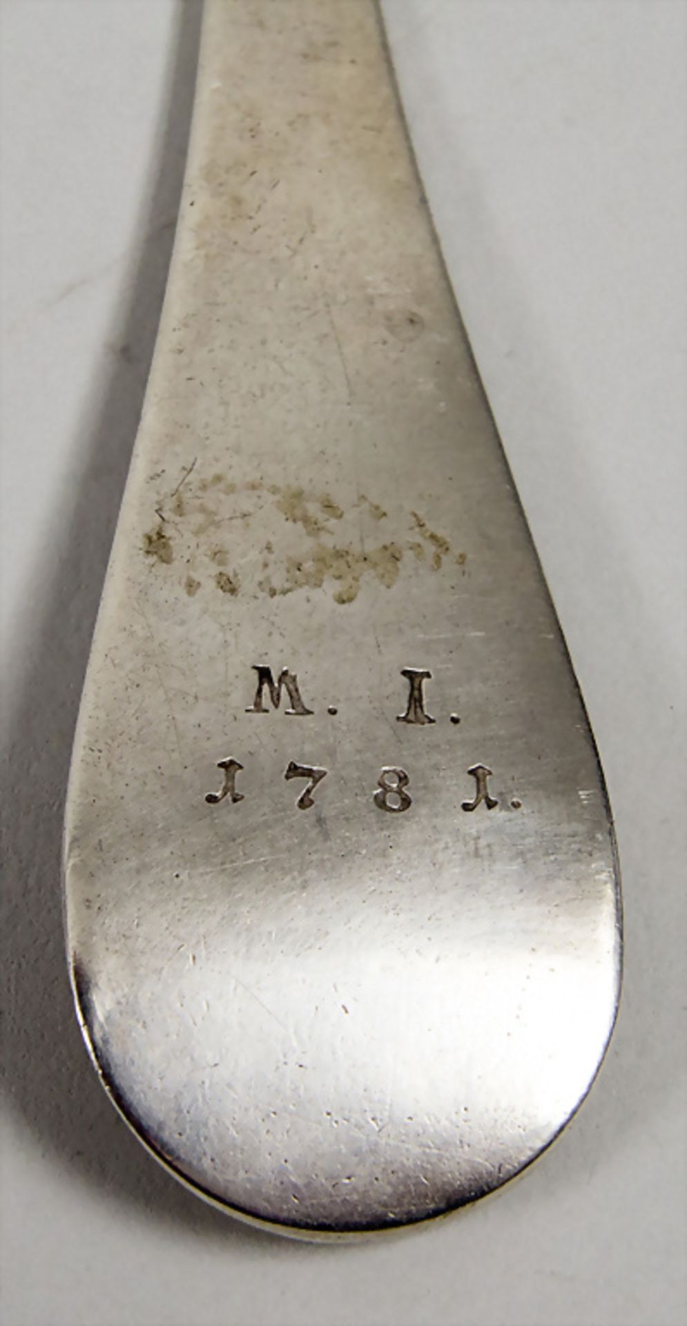 Ragout Löffel / A large silver serving spoon, Ignatz Rieger, Neisse (Schlesien), 1765 - Image 5 of 6