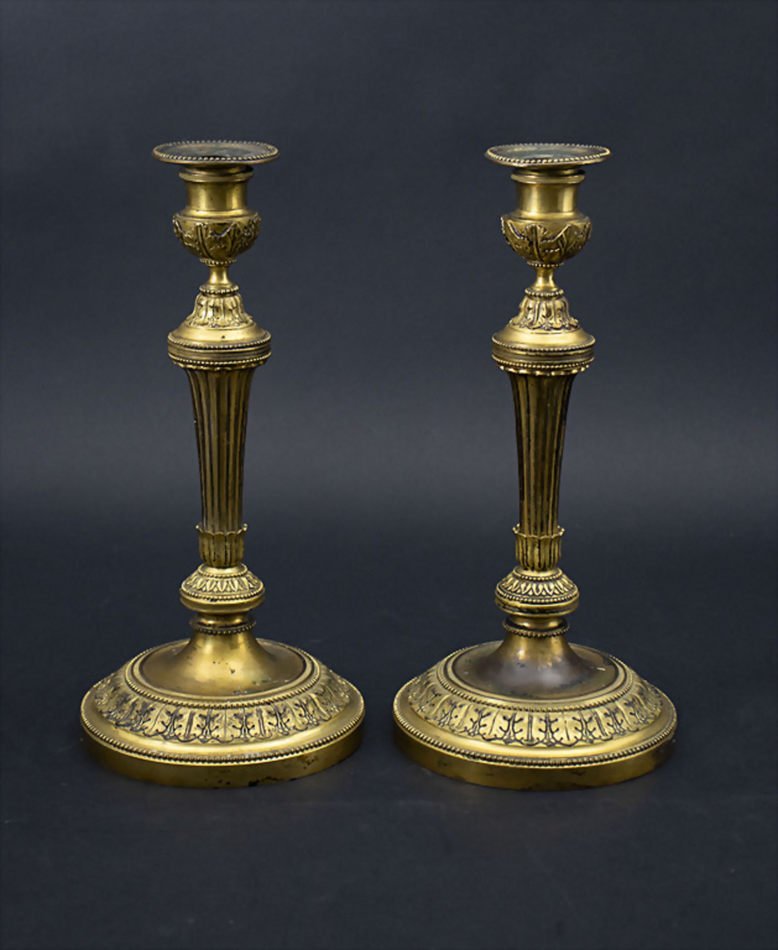 Paar Bronzeleuchter / A pair of bronze candle holders, F.BARBEDIENNE, Frankreich, um 1870