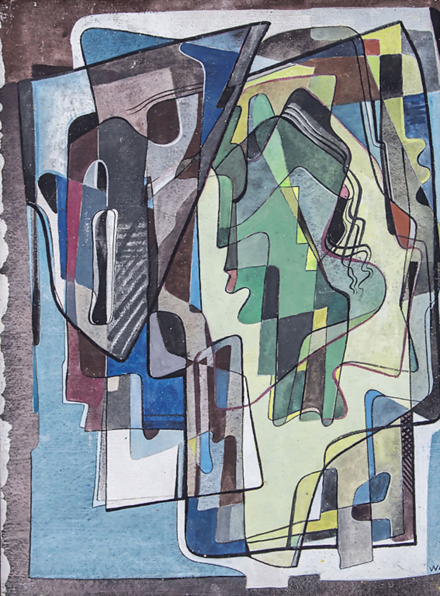 Monogrammist des 20. Jh., 'Abstrakte Komposition mit Kopf' / 'Abstract composition with head', 1956