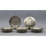 8 Silberteller auf 4 Füßen / Tazza / A set of 8 silver plates, J.D. Schleissner & Söhne, ...