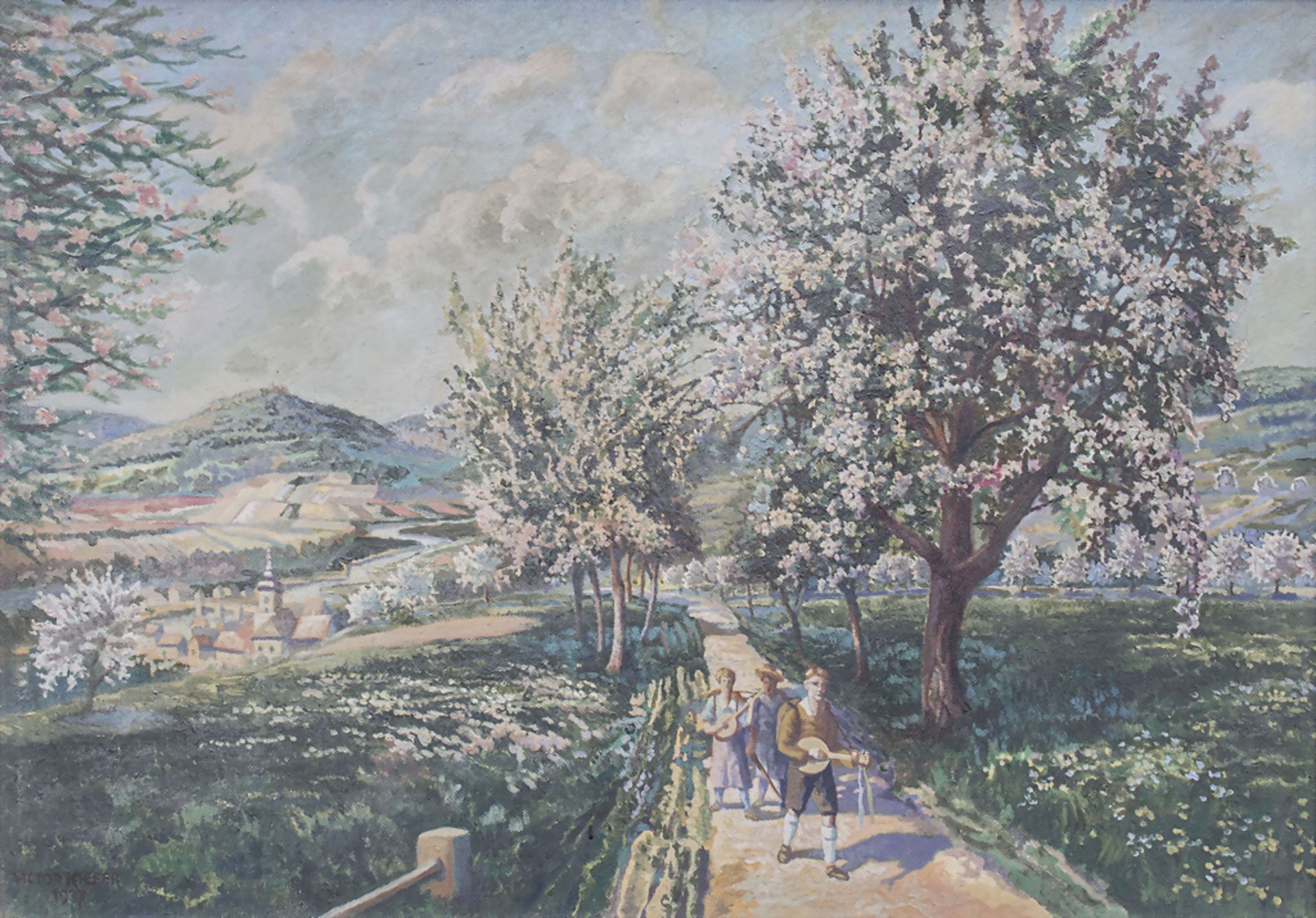 Victor Kiefer, 'Frühlingslandschaft mit musizierenden Kindern' / 'Spring landscape with ...