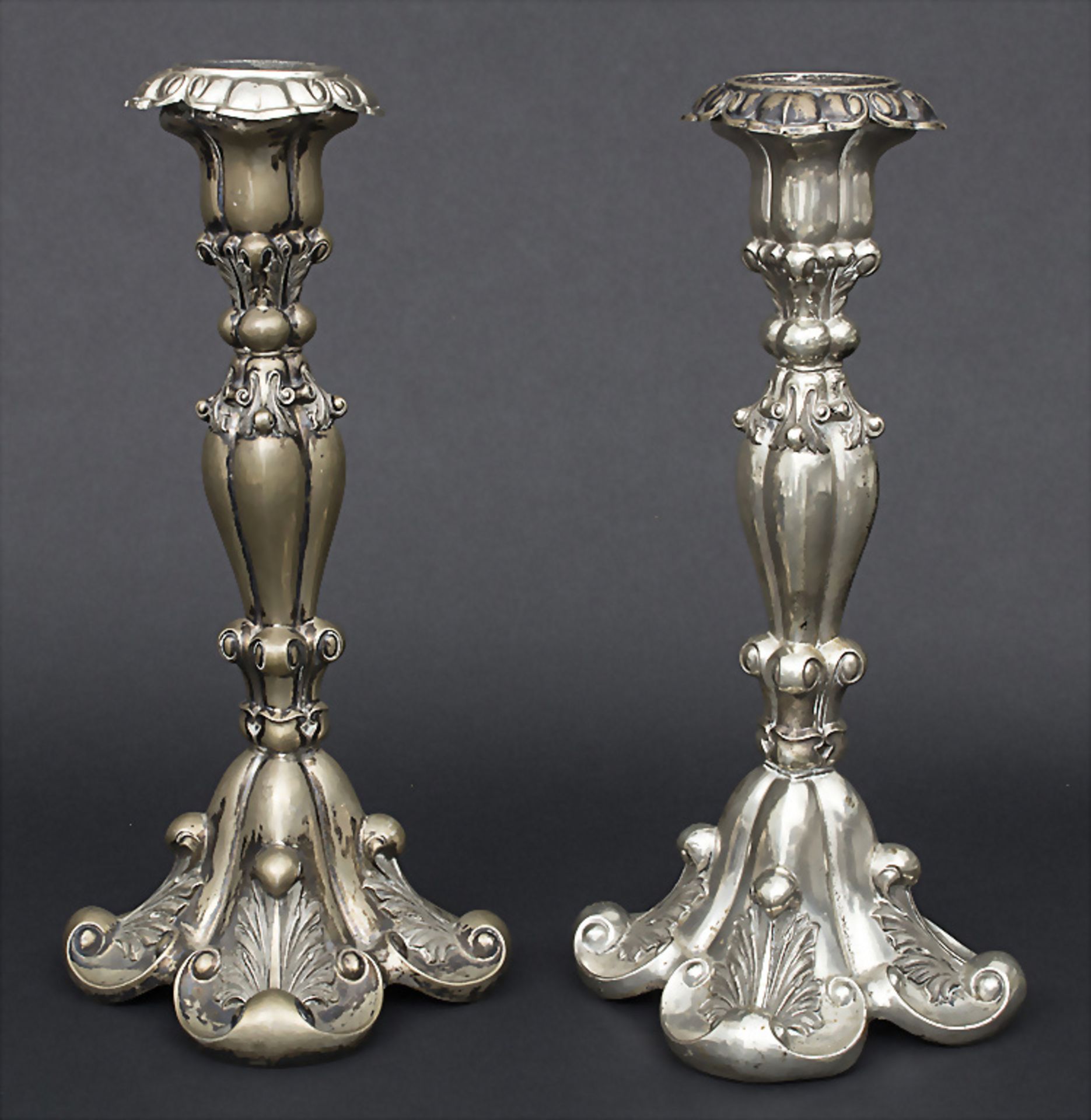 Paar Biedermeier Kerzenleuchter / A pair of silver candlesticks, Österreich / Austria, um 1850 - Image 2 of 4