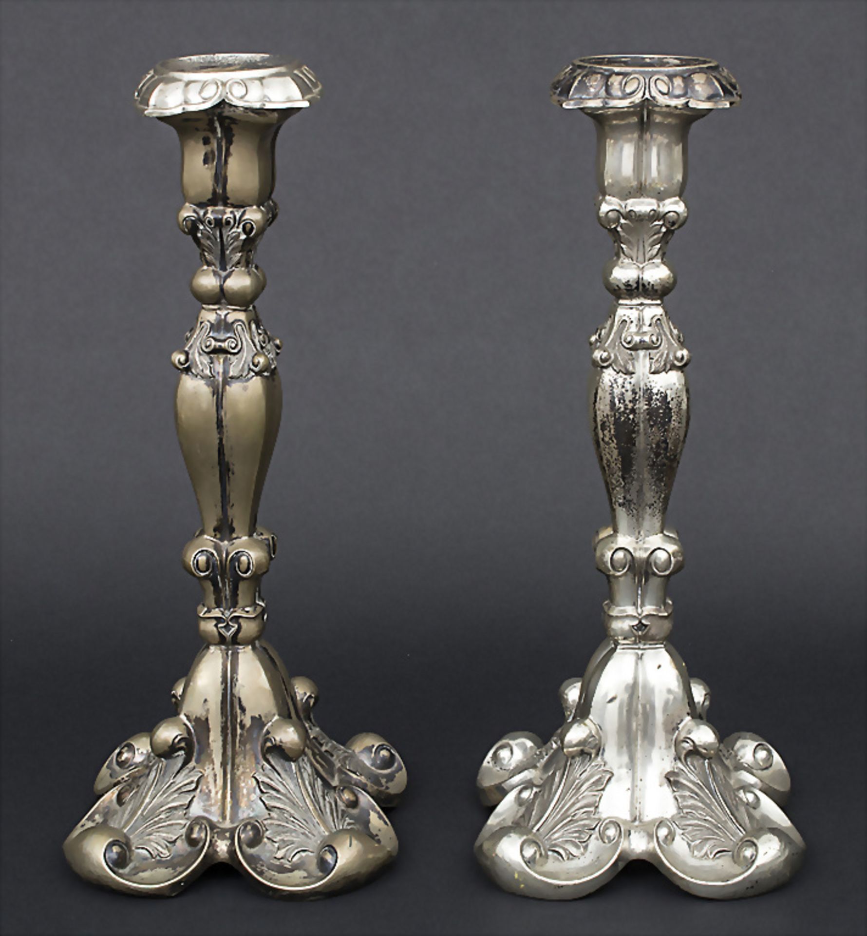 Paar Biedermeier Kerzenleuchter / A pair of silver candlesticks, Österreich / Austria, um 1850
