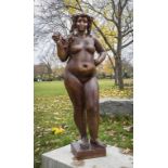 Große Jugendstil Plastik 'stehender weilblicher Akt' / A large Art Nouveau wooden sculpture of ...