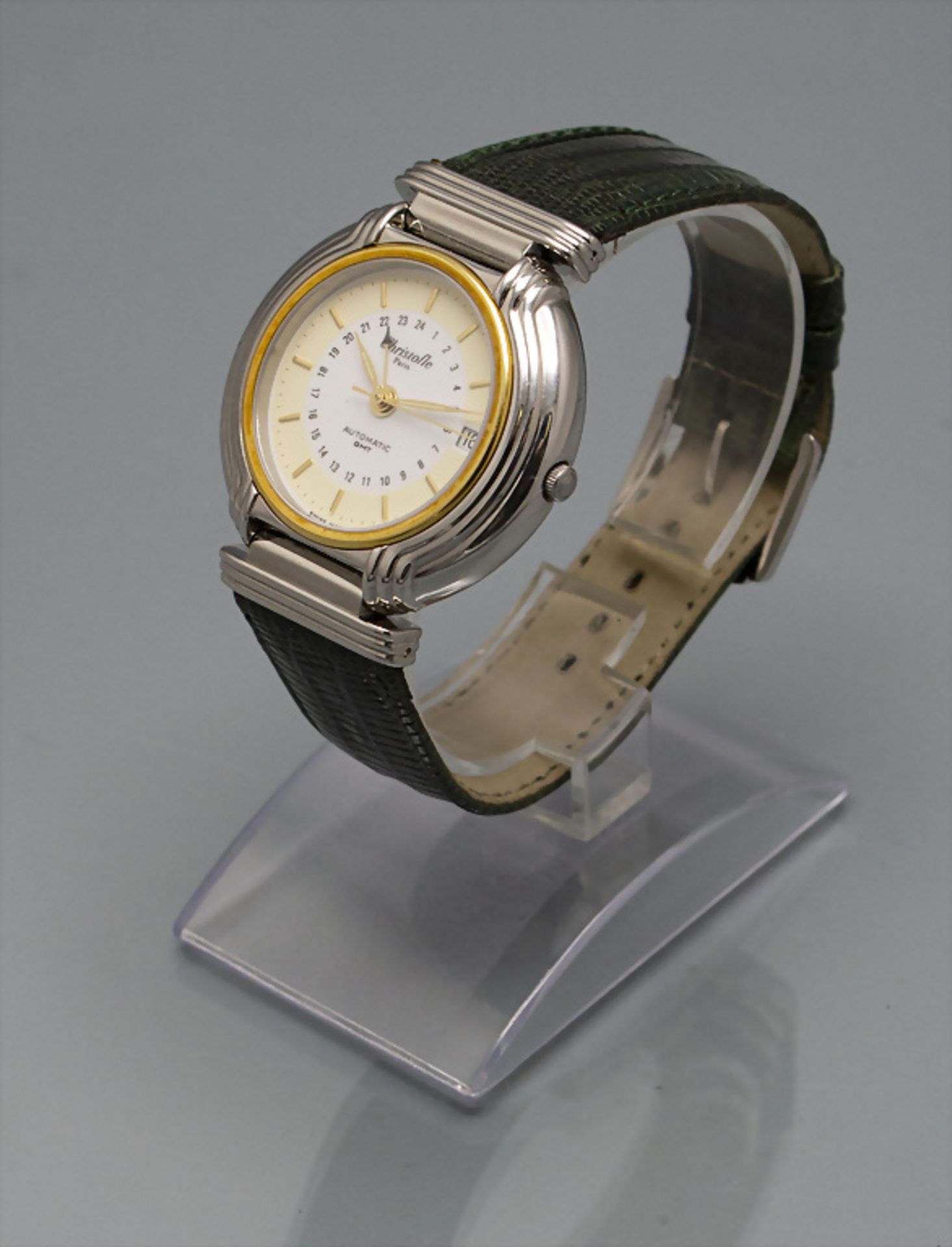 Herrenarmbanduhr / A steel and 18 ct gold men's wristwatch, Christofle à Paris, Swiss / Schweiz - Bild 3 aus 7