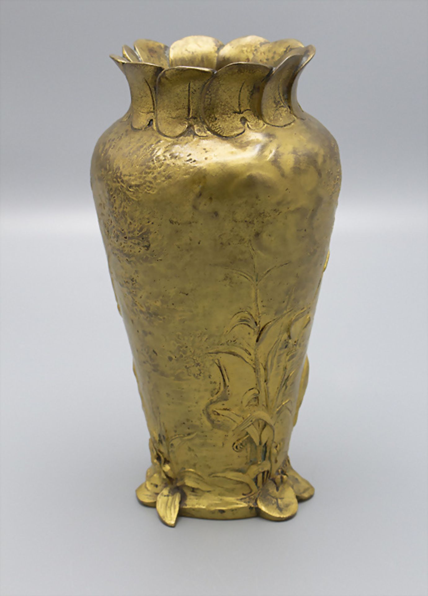 Jugendstil Bronze Vase / Art Nouveau gilt bronze vase, Joe Descomps & Louchet, Paris, um 1900 - Image 3 of 5