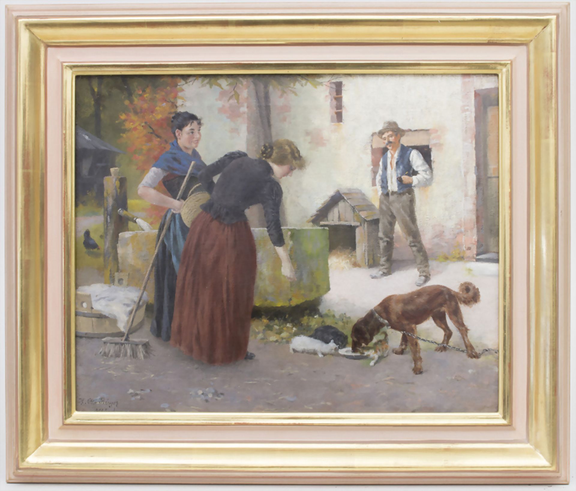 H. Otto Rüger (19./20. Jh.), 'Fütterung von Katzen und Hund' / 'The feed of cats and a dog' - Bild 2 aus 5