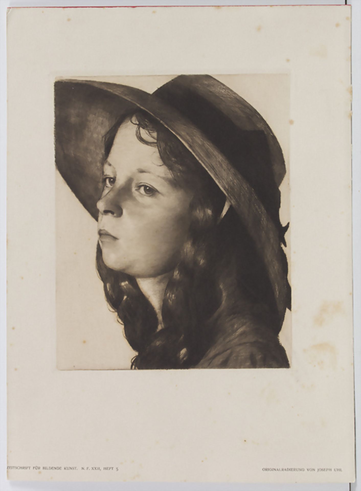Joseph Uhl (1842-1916), 'Mädchen mit Hut' / 'Girl with hat', um 1900 - Image 2 of 3