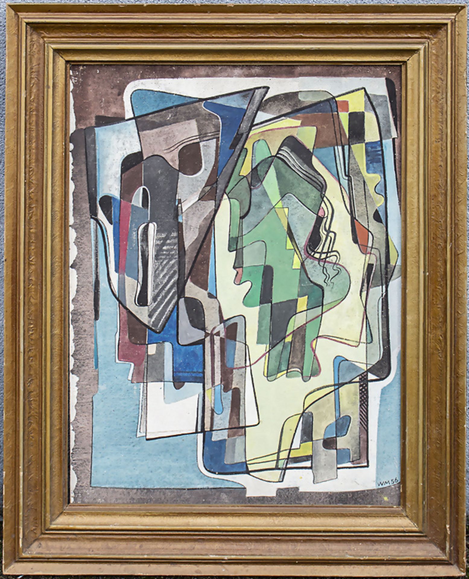 Monogrammist des 20. Jh., 'Abstrakte Komposition mit Kopf' / 'Abstract composition with head', 1956 - Bild 2 aus 4