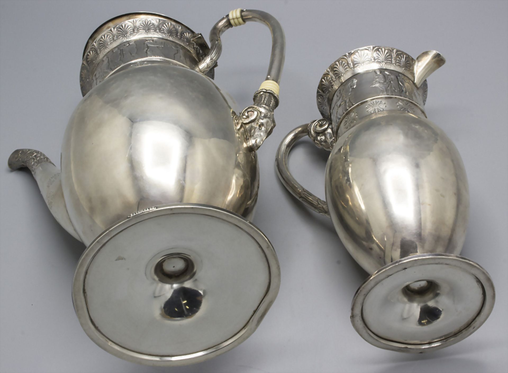 Jugendstil Kaffeekanne und Milchkanne / An Art Nouveau silver coffee pot and milk jug, ... - Image 4 of 12