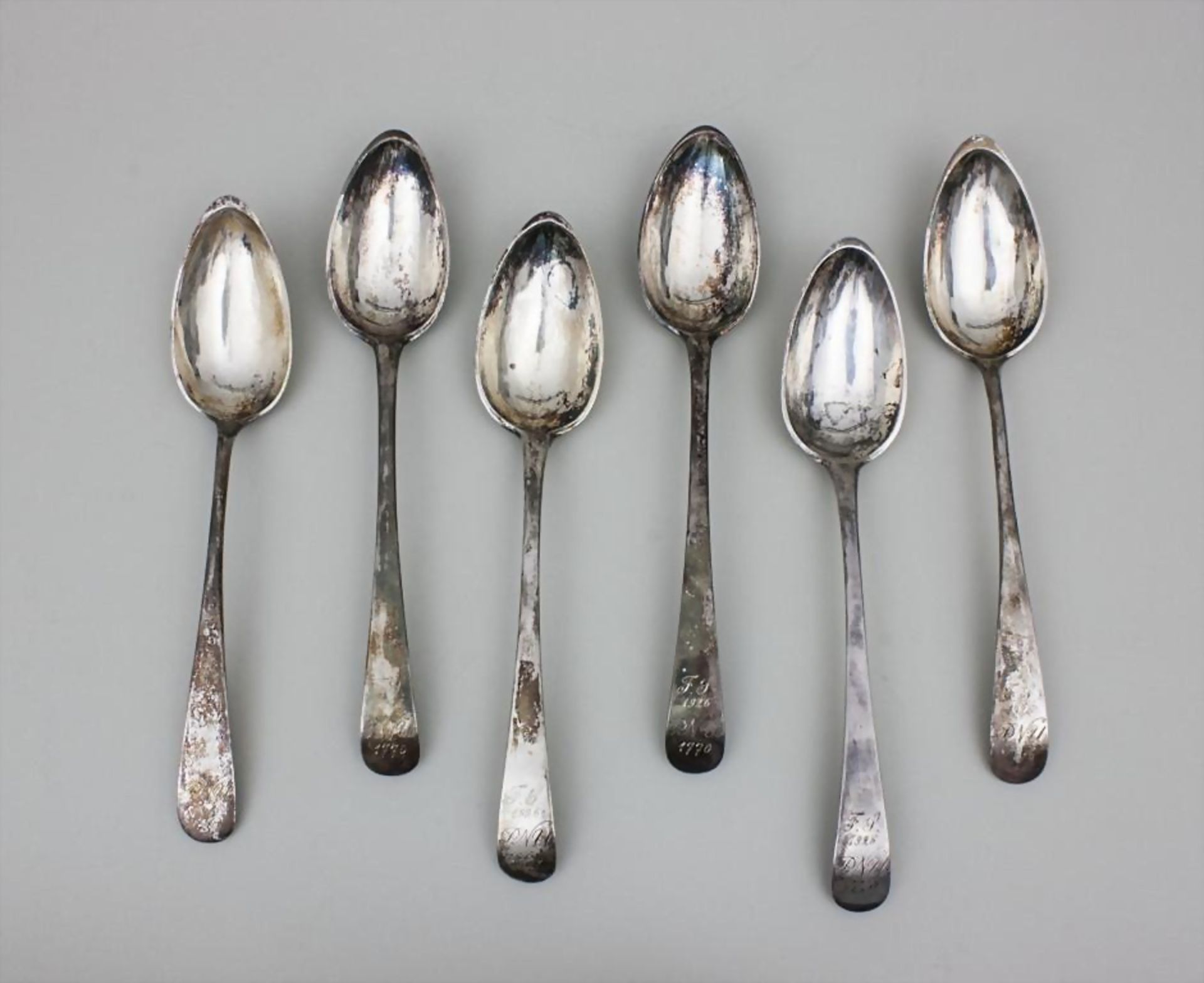 4+2 Suppenlöffel/6 Silver Spoons, Mannheim, um 1820
