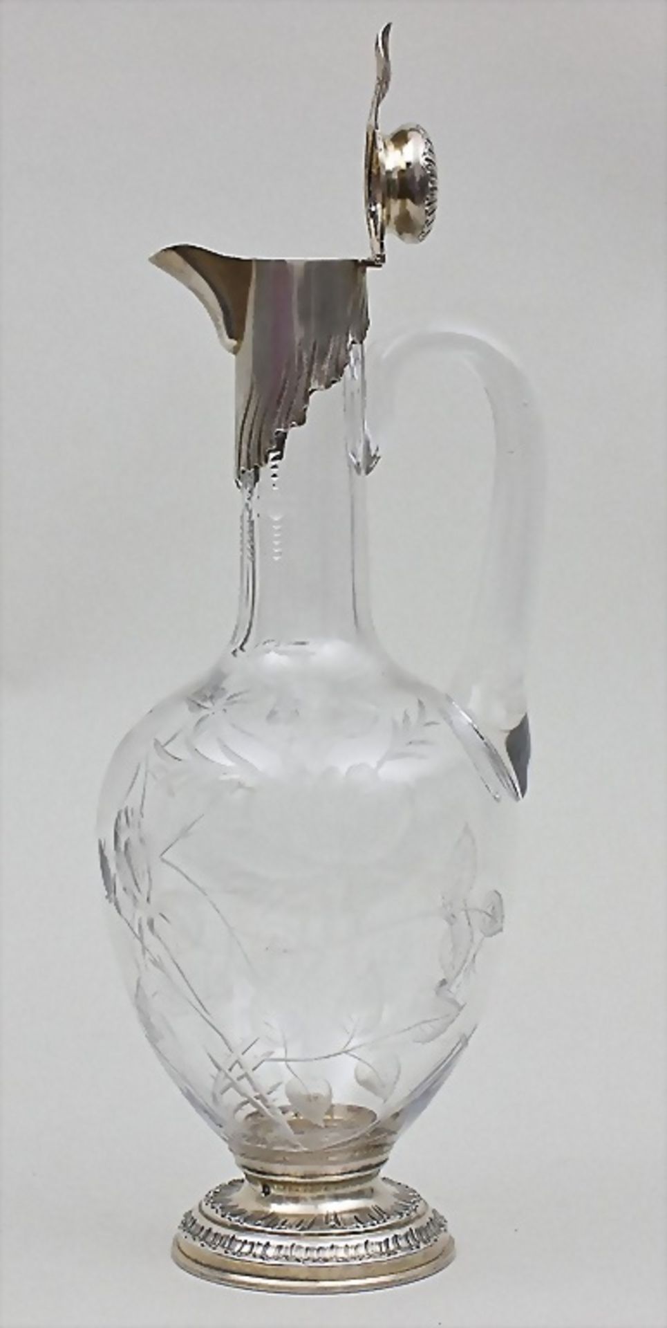 Karaffe mit Rosendekor/Decanter, Frankreich, um 1900 - Bild 2 aus 4