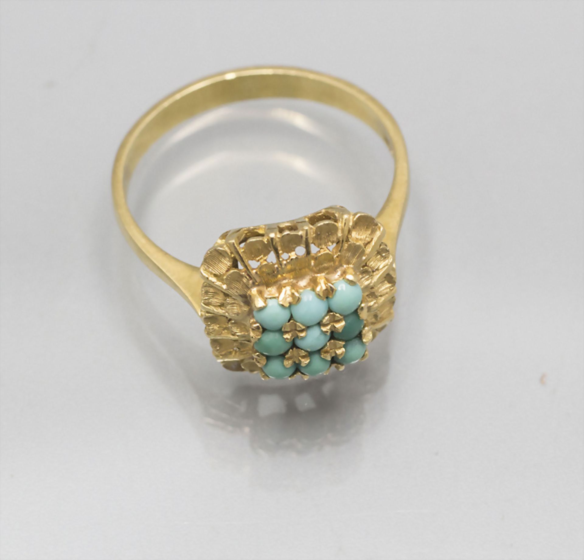 Damenring mit Türkisen / A ladies 18 ct gold ring with turquoises - Bild 2 aus 4