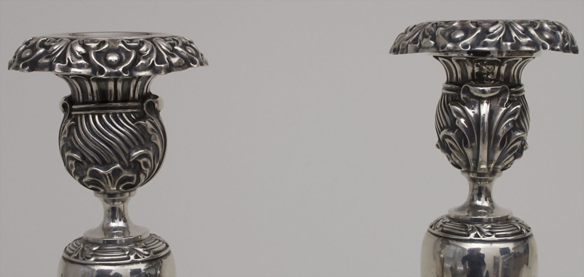 Paar Empire Kerzenleuchter / A pair of silver Empire candlesticks, Francois Drion, Lüttich / ... - Bild 6 aus 7