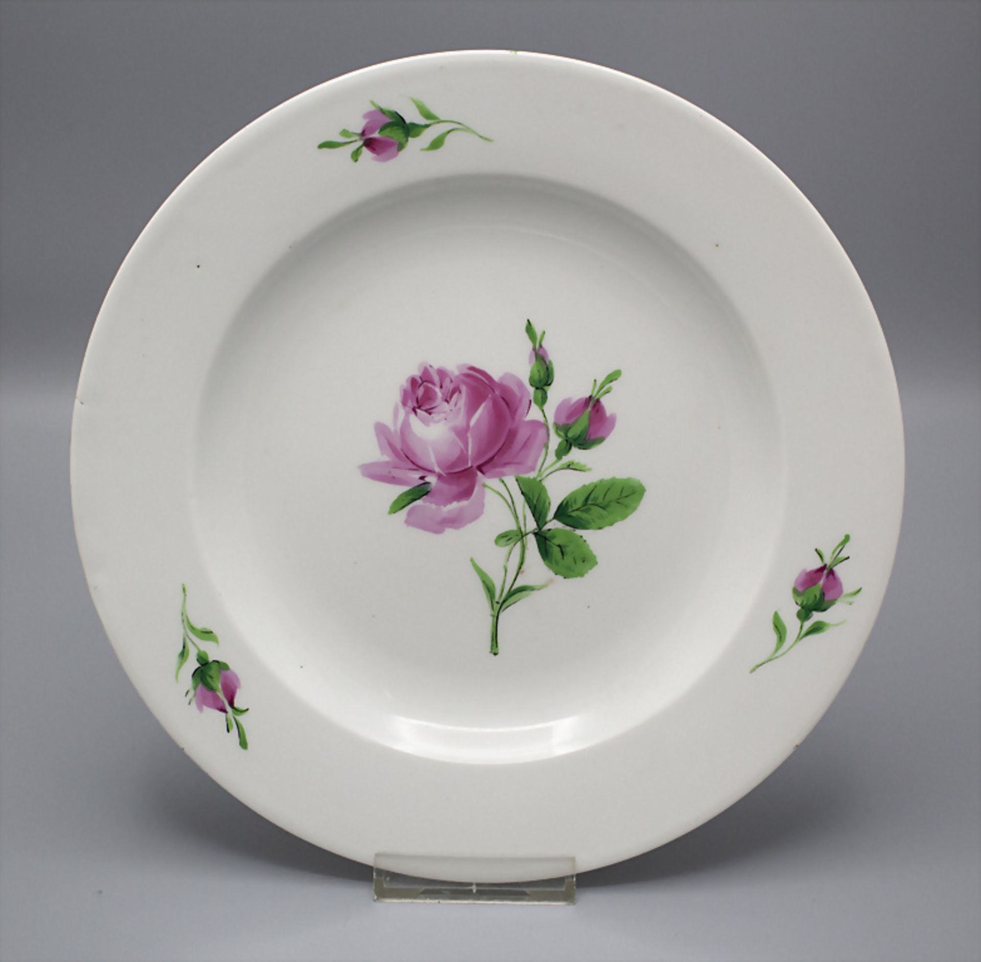 Speiseteller 'Rote Rose' / A dinner plate 'Red Rose', Meissen, Anfang 19. Jh.