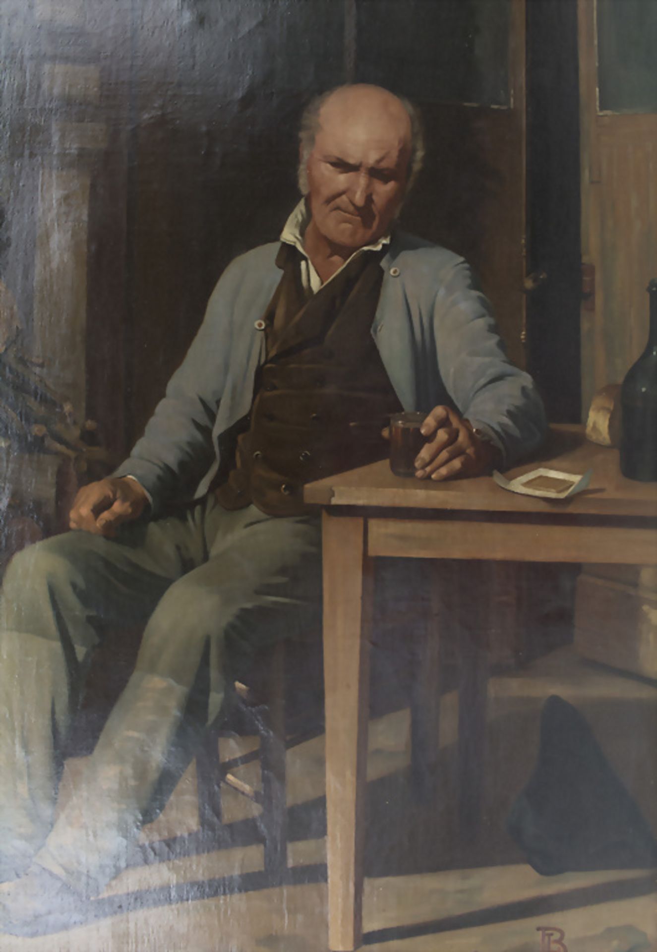 Monogrammist 'LB' (19./20. Jh.), 'Winzer bei der Mittagspause' / 'A wine grower during lunch break' - Image 2 of 6