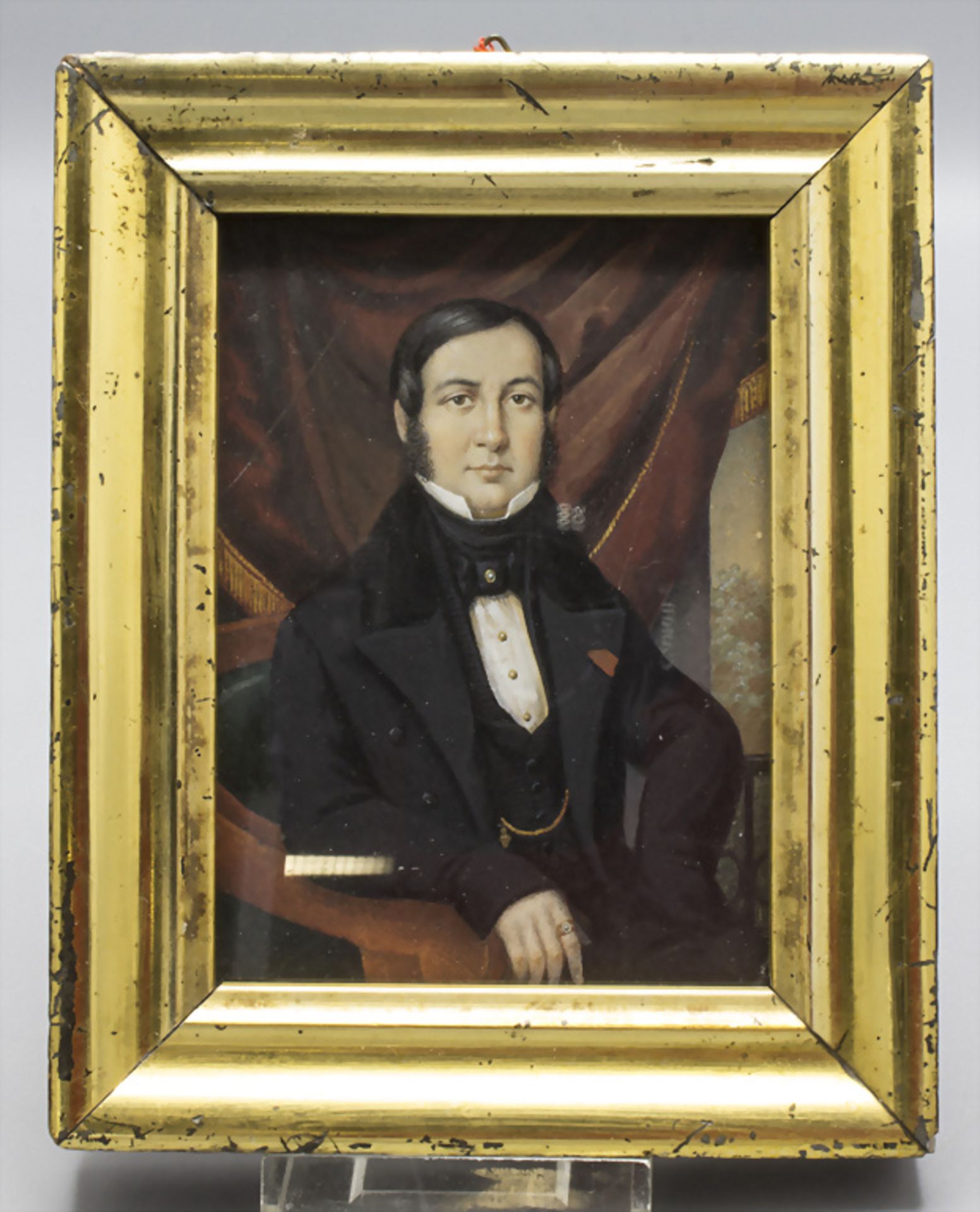 Biedermeier Miniatur Porträt eines Herrn / A miniature portrait of a gentleman, deutsch, um 1820 - Bild 2 aus 2