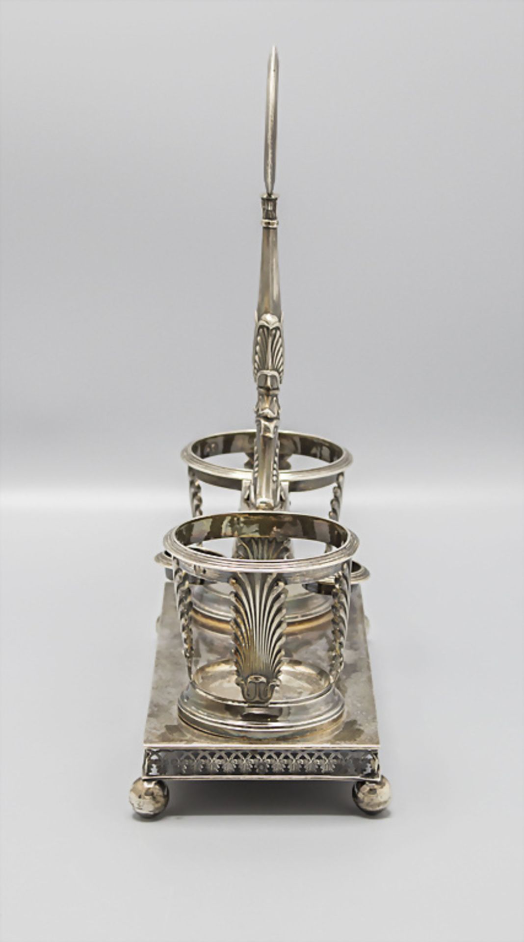 Essig- und Öl Menage / Huilier en argent massif, Denis Garreau, Paris, 1819-1838 - Bild 2 aus 6