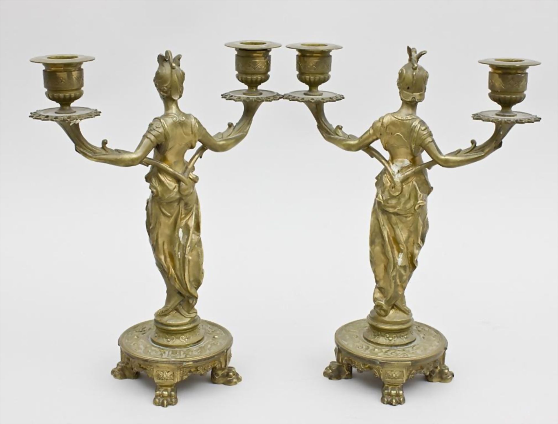 Figürlicher Kerzenleuchter/Figural Bronze Candleholder Depicting A Female Warrior , ... - Image 3 of 5