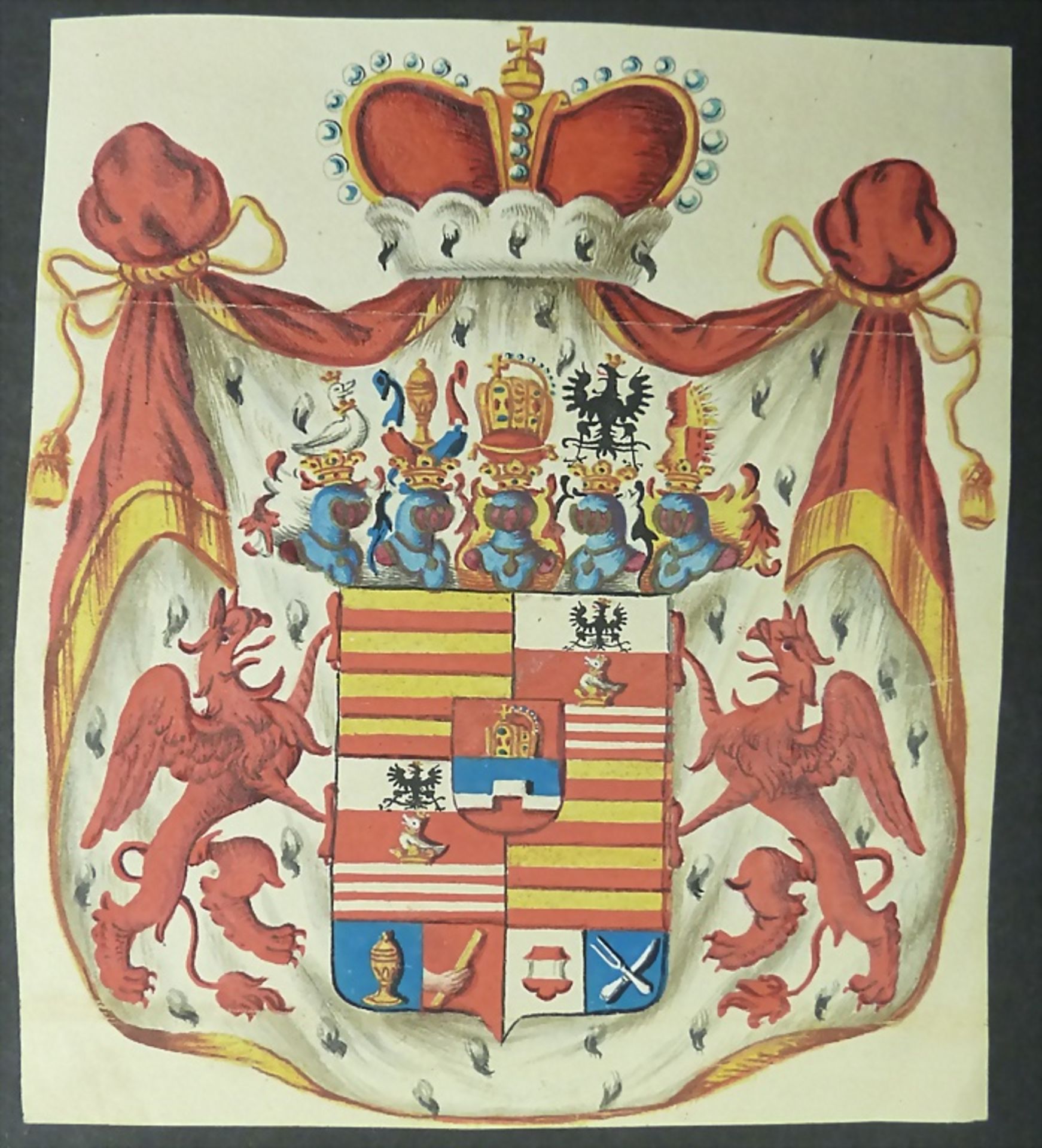 Vier kolorierte Wappen / Four colored coats of arms, deutsch, 17./18. Jh. - Image 2 of 5