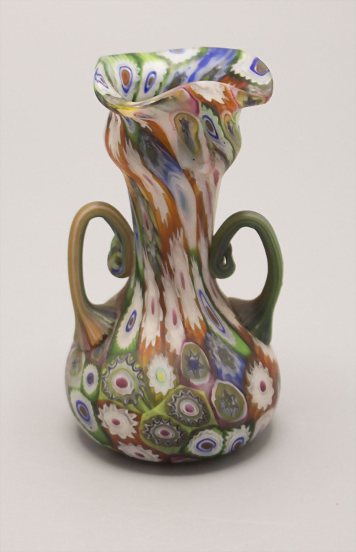 Henkelvase Fratelli Toso bunt, Fratelli Toso, Murano, um 1910