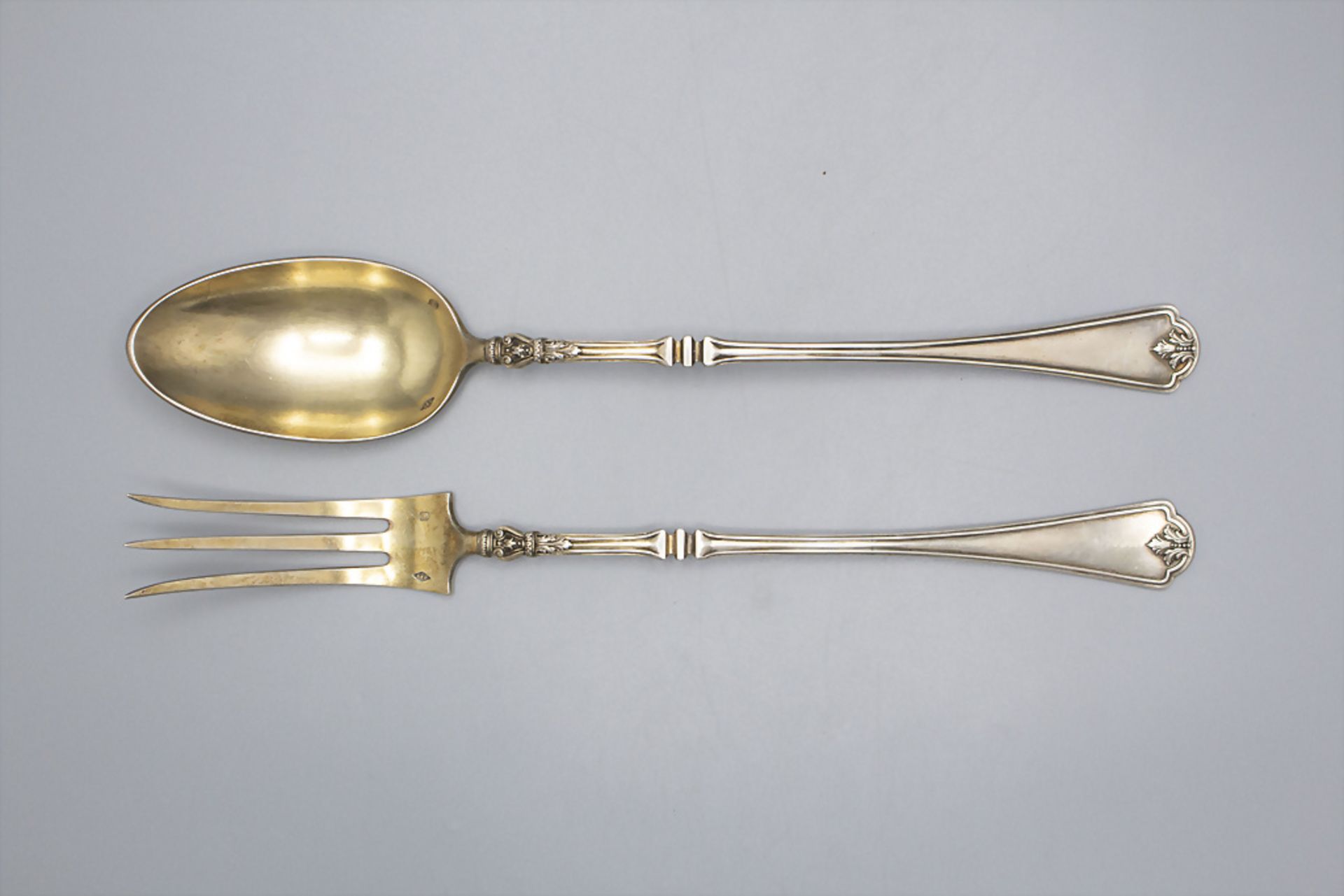 Salatbesteck / Silver salad servers / Couvert à salade en argent massif, Alphonse Debain, ...