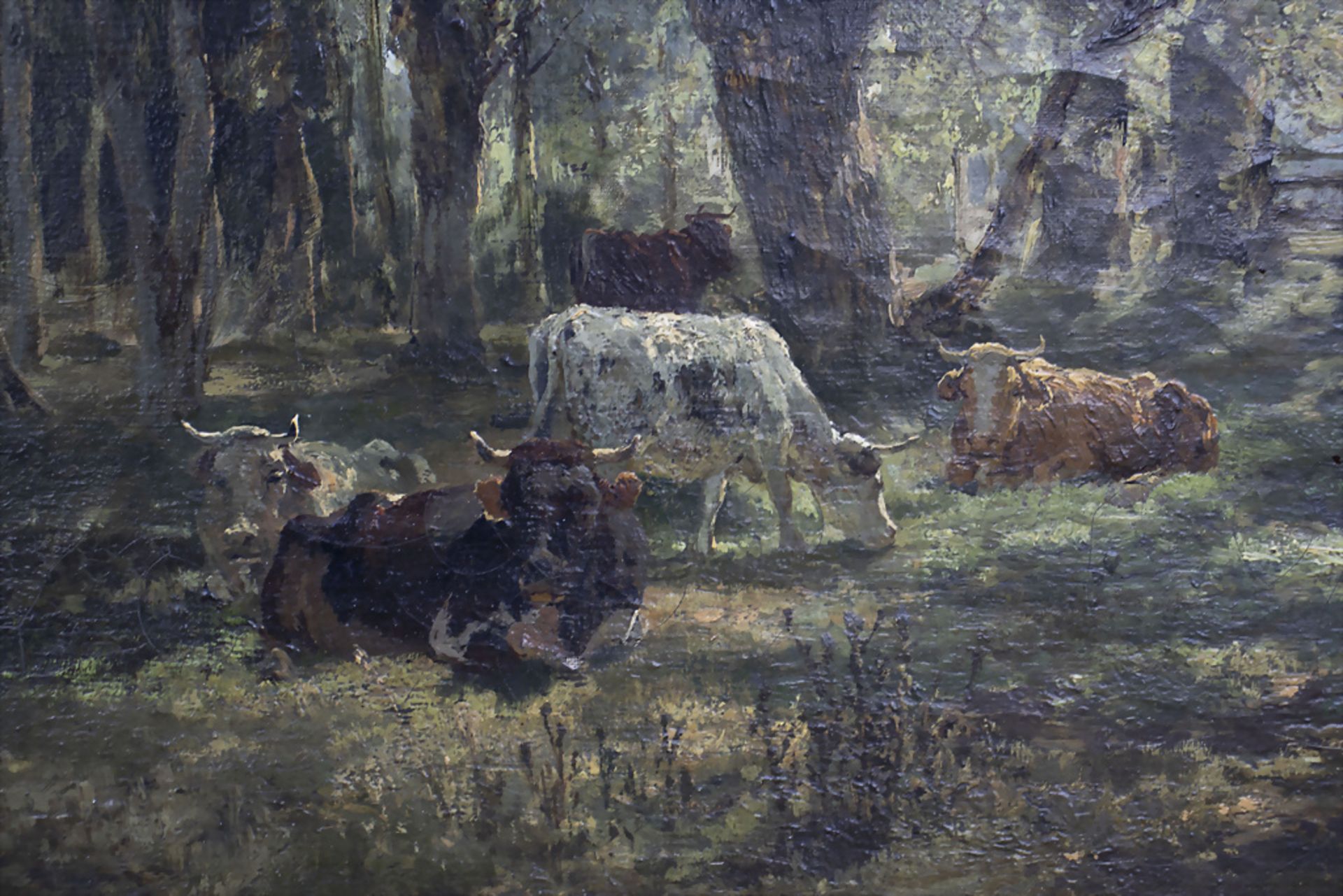 Herrmann BAISCH (1846-1894), 'Kühe auf schattiger Weide' / ' Cows on a shady meadow', um 1880 - Bild 5 aus 6