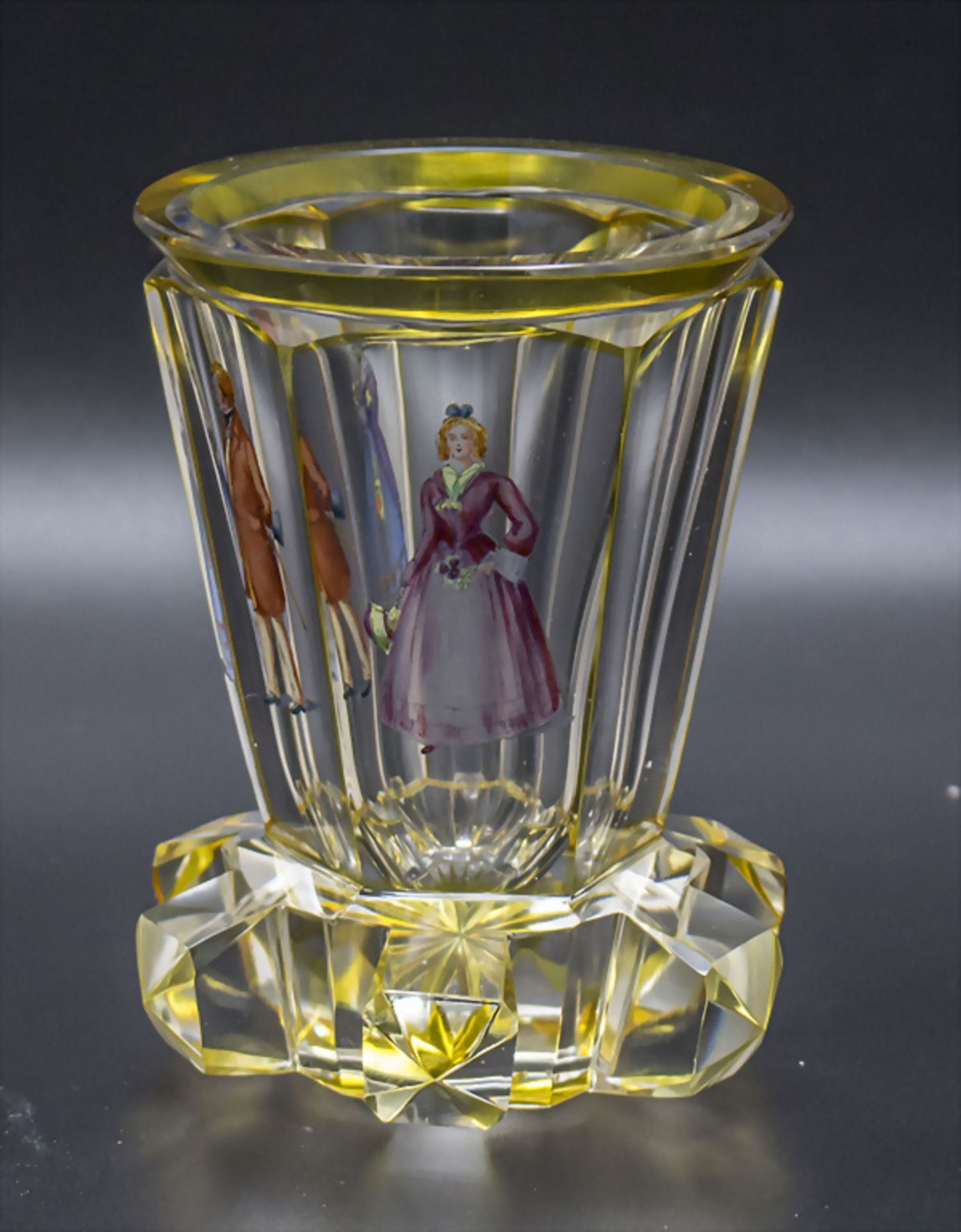 Ranftbecher mit Tranlucidemailmalerei / A glass beaker with translucent enameled painting, ... - Image 3 of 4