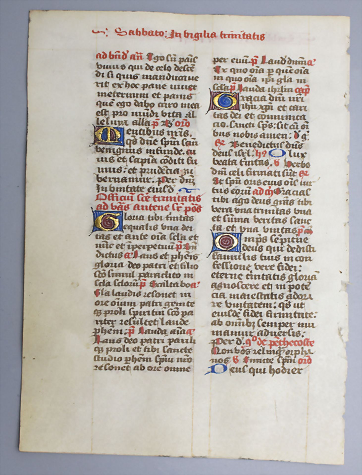 Manuskript: zwei Stundenbuchblätter mit Prachtmajuskeln / Manuscript: two splendid book of ... - Image 3 of 3