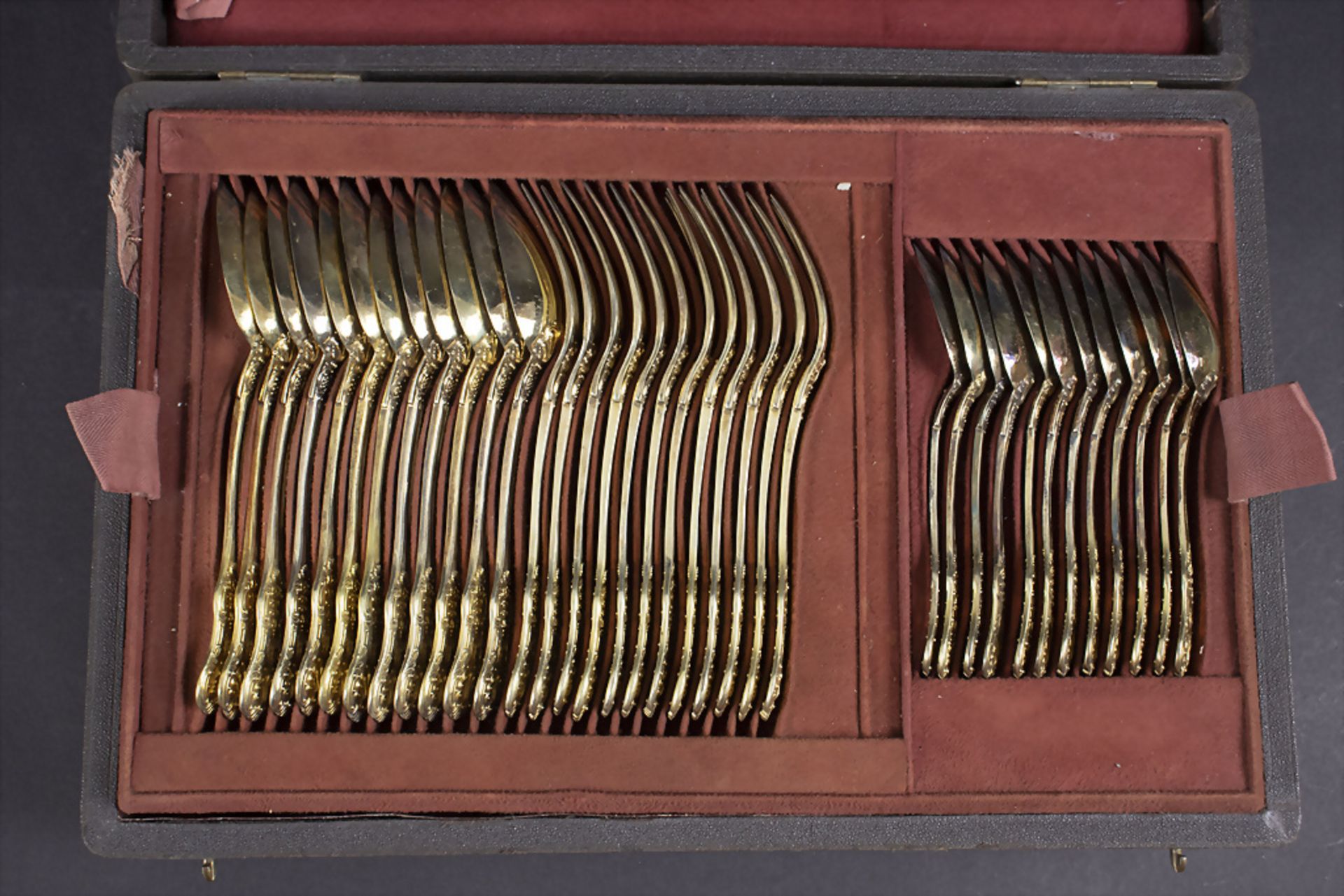 Silberbesteck für 24 Personen / 72 pieces of gilded silver cutlery, Francois Xavier Jeannotat, ... - Bild 3 aus 12