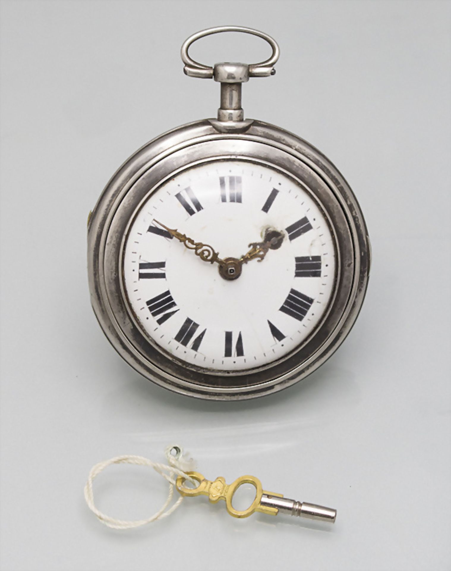 Taschenuhr / A silver pocket watch, Sapt, um 1800