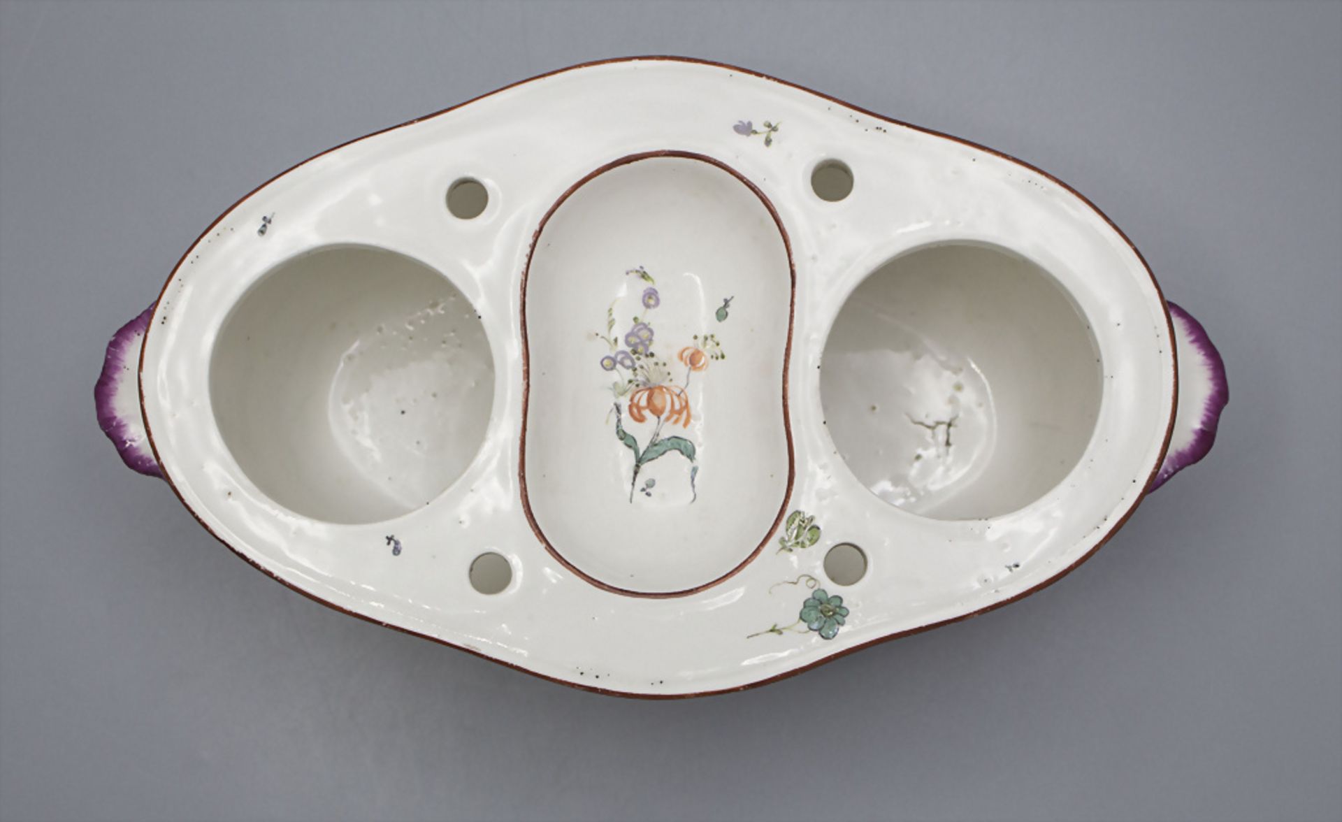 Porzellan Huilliere mit Blumenmalerei / A porcelain cruet stand with flowers, Frankenthal, ... - Bild 3 aus 4