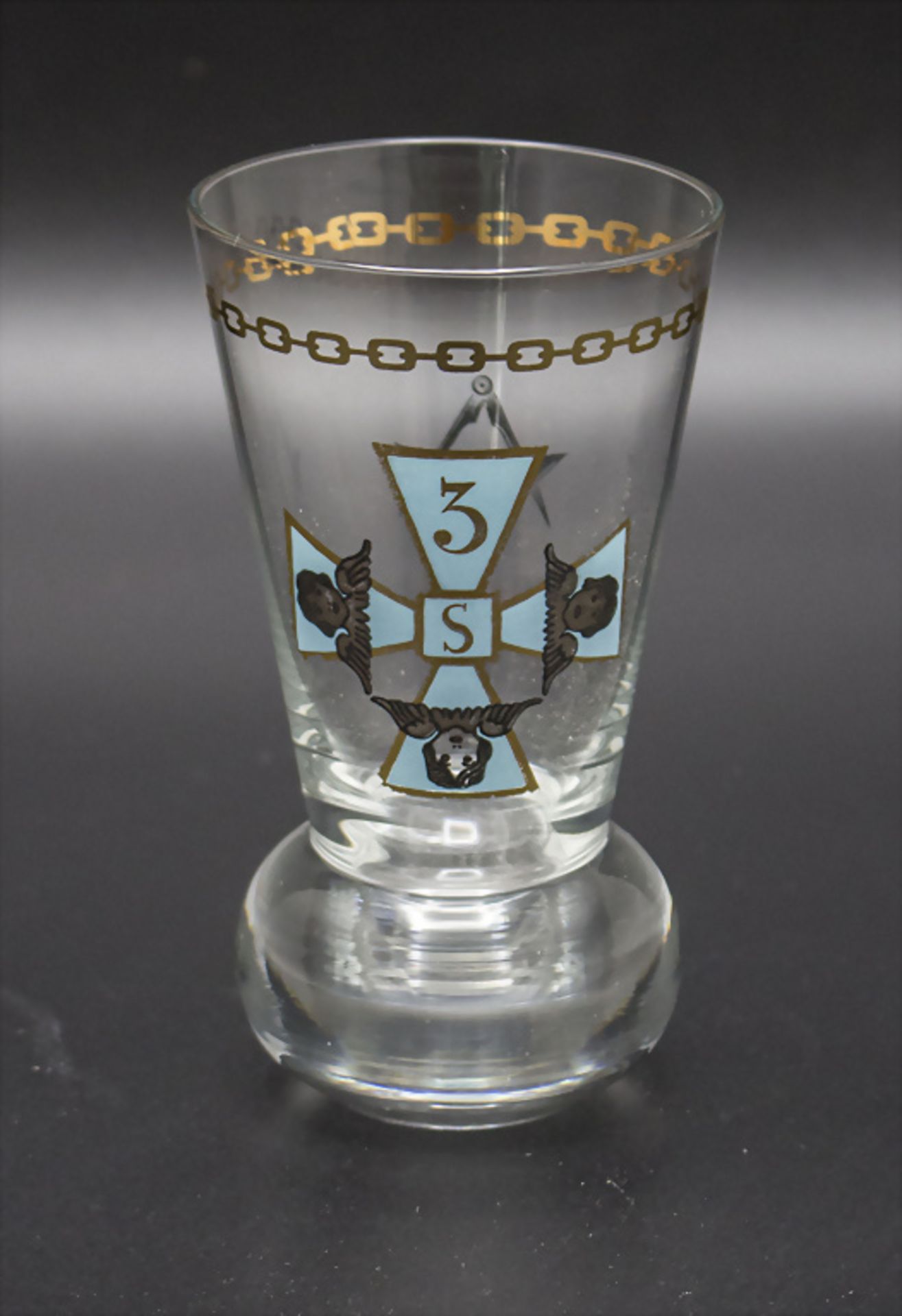 Logenglas der St. Johannis Loge z.d. 3 Seraphim Berlin, deutsch, Anfang 20. Jh.