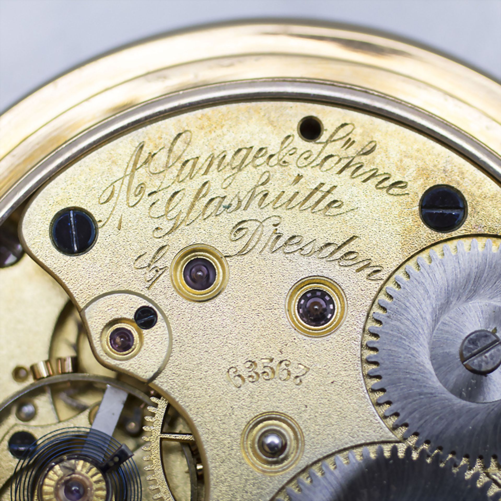 Savonette Taschenuhr / A 18 ct gold pocket watch, A. Lange & Söhne, Glashütte in Sachsen, um ... - Image 4 of 9