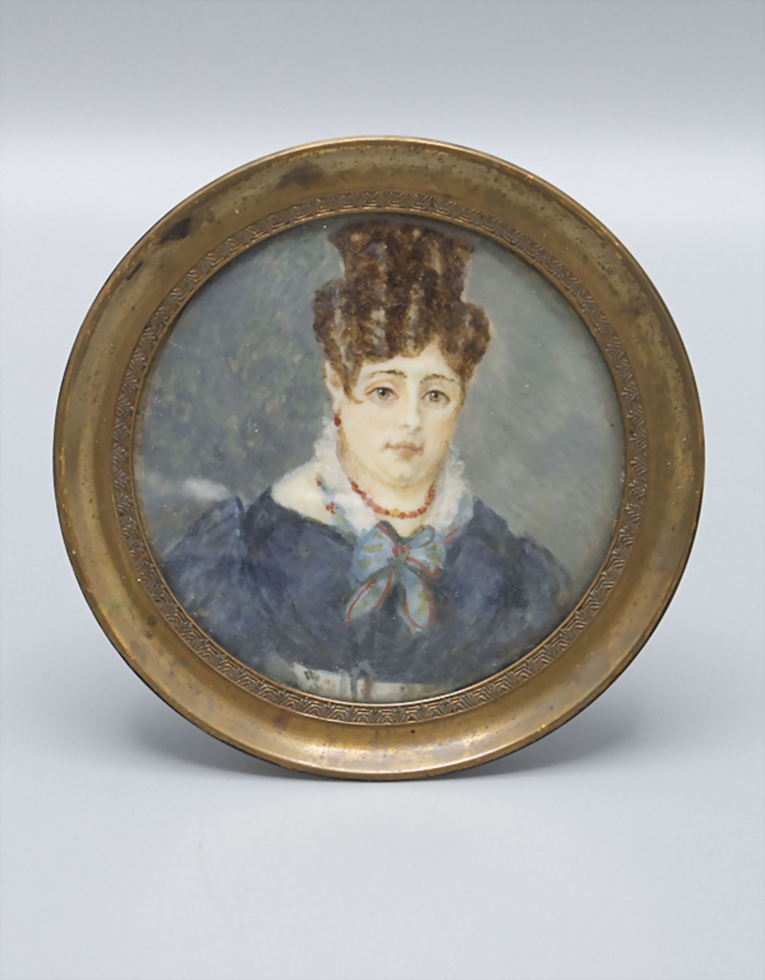 Miniatur Biedermeier Porträt einer Dame / A miniature portrait of a lady, deutsch, um 1830 - Image 2 of 3