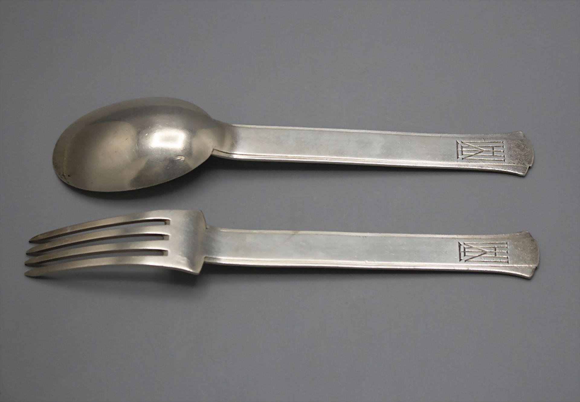 Art Déco Gabel und Löffel im Etui / An Art Deco fork and a spoon, Louis Ravinet & Charles ... - Bild 4 aus 7