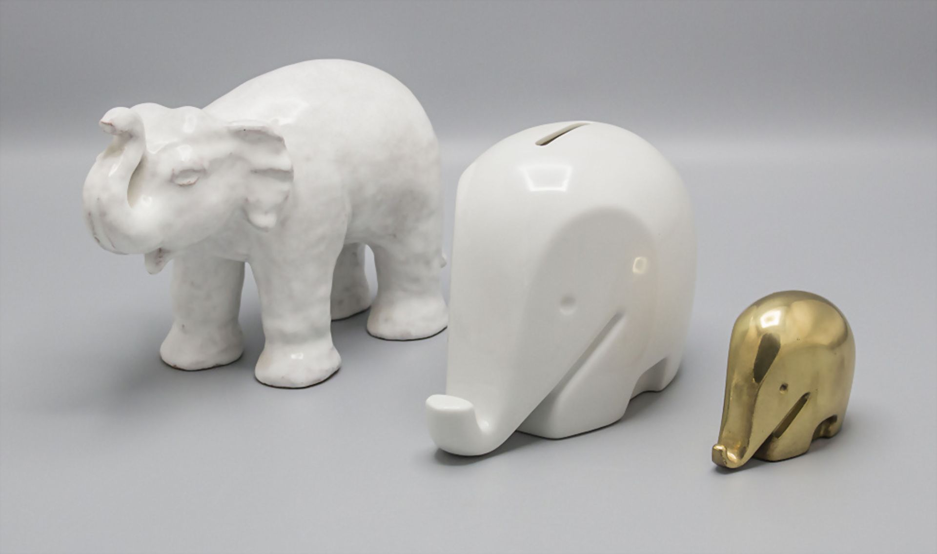 Konvolut Elefanten / A set of three elephants, Luigi Colani, Höchst Porzellanmanufaktur, 20. Jh.