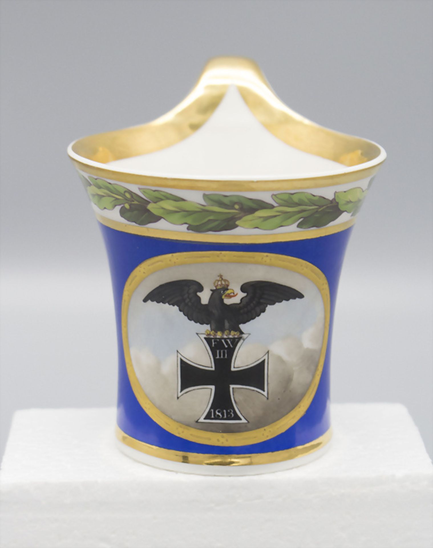 Porzellan Tasse mit UT zum Gedenken der Schlacht bei Leipzig / A porcelain cup with saucer, ... - Bild 5 aus 7