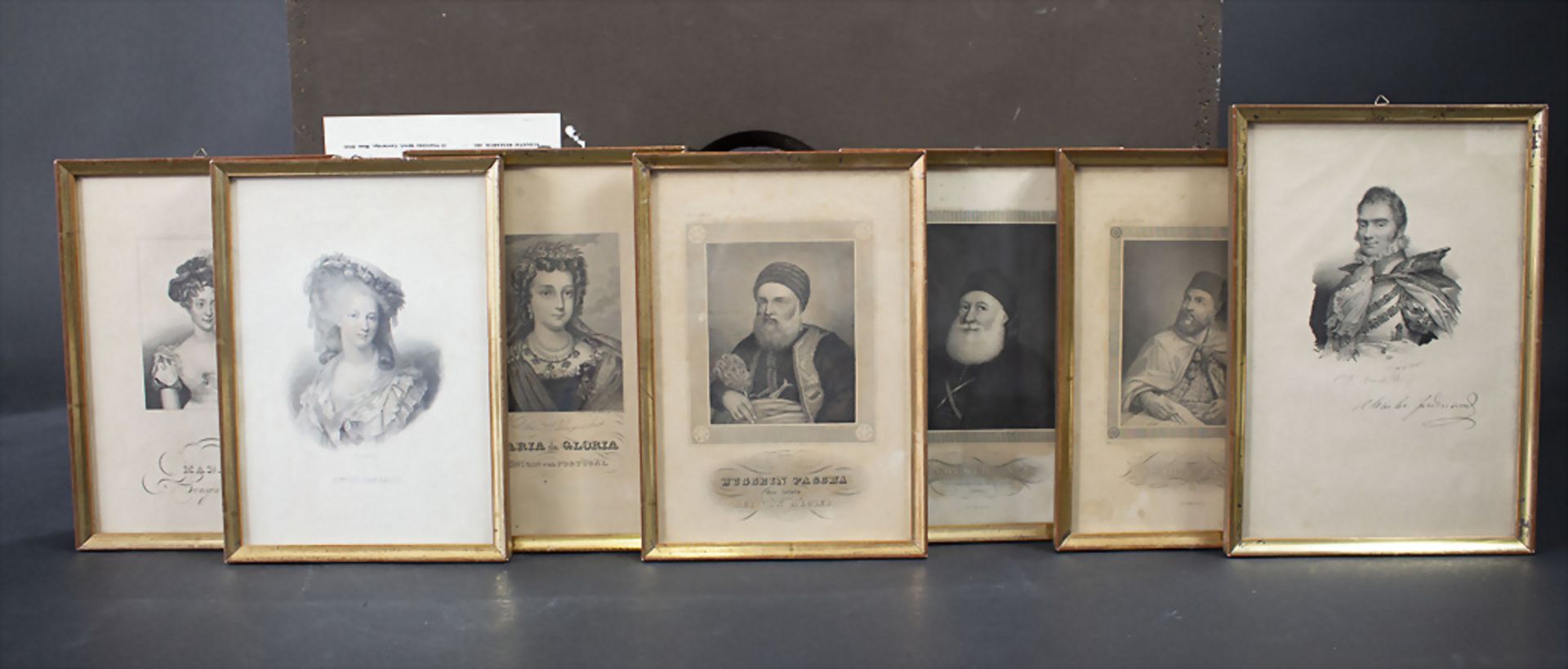 Konvolut 7 Porträt-Stiche 'Internationaler Adel' / A set of seven portraits of 'International ...