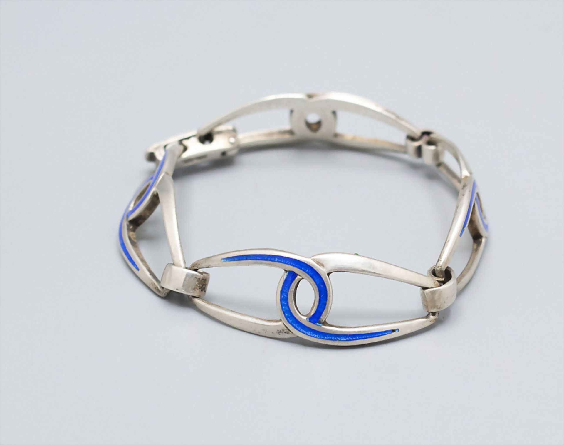 Vintage Silber Armband mit blauem Emaille / A vintage Sterling silver bracelet with blue ... - Image 4 of 4