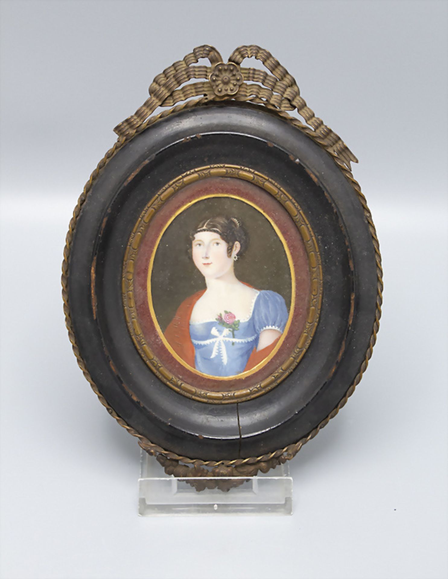 Miniatur Empire Porträt einer jungen Dame / A miniature portrait of a young lady, Frankreich, ... - Bild 2 aus 3