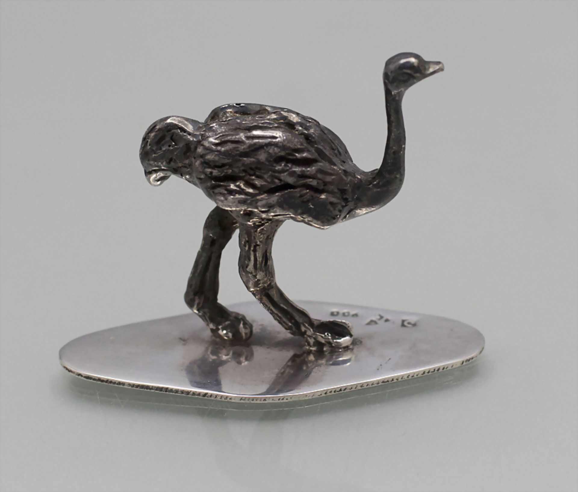 Miniatur Silber Vogel Strauß / A silver miniature figure of an ostrich, Mitte 20. Jh. - Bild 3 aus 4