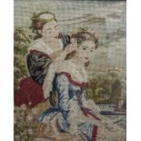 Stickbild 'Beim Flechten eines Blütenkranz' / Embroidery picture 'While broiding a flower ...