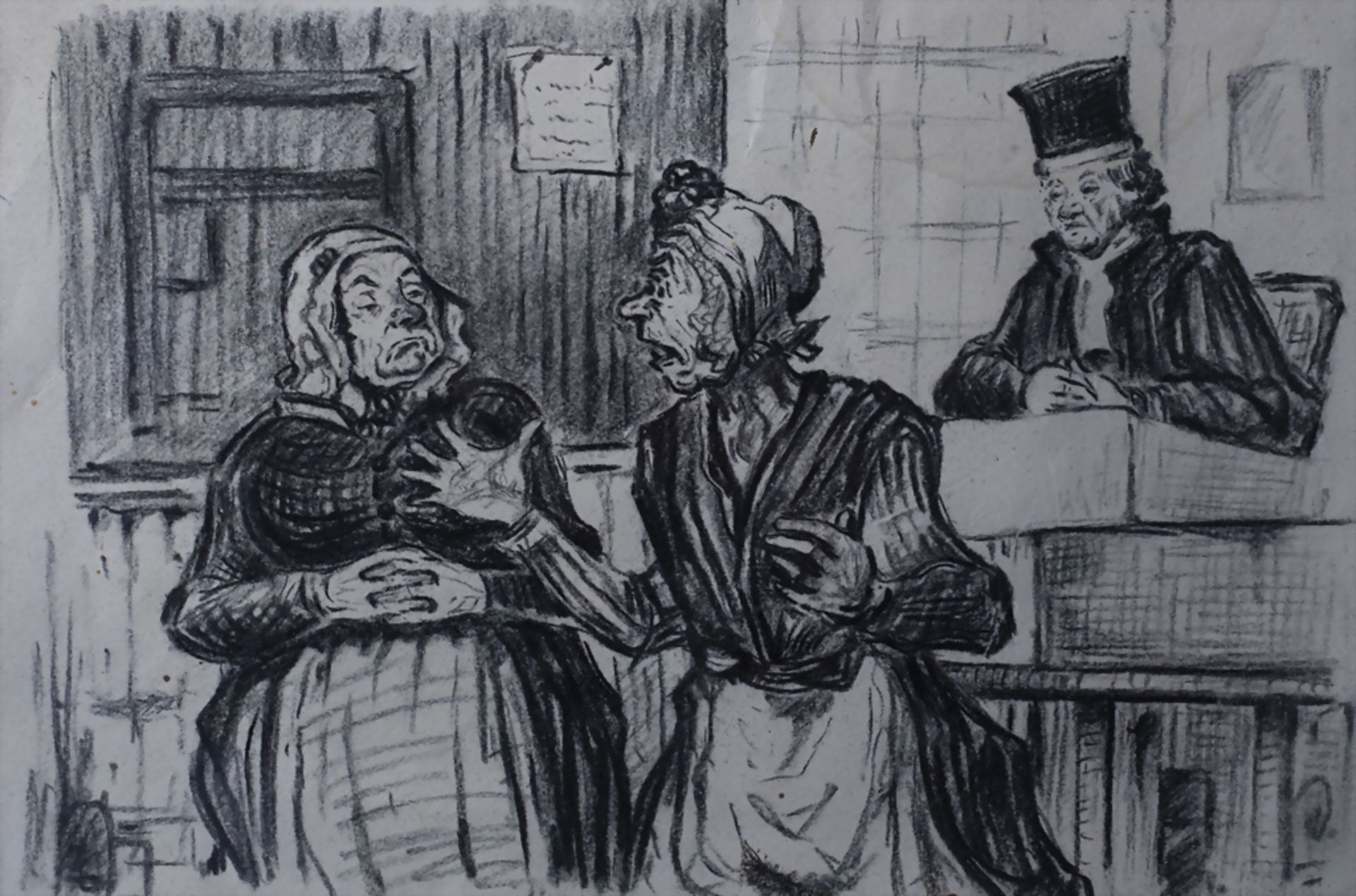 Honoré Daumier (1808-1879), zugeschrieben, 'Zwei Damen vor Gericht' / attributed, 'Two ladies ...