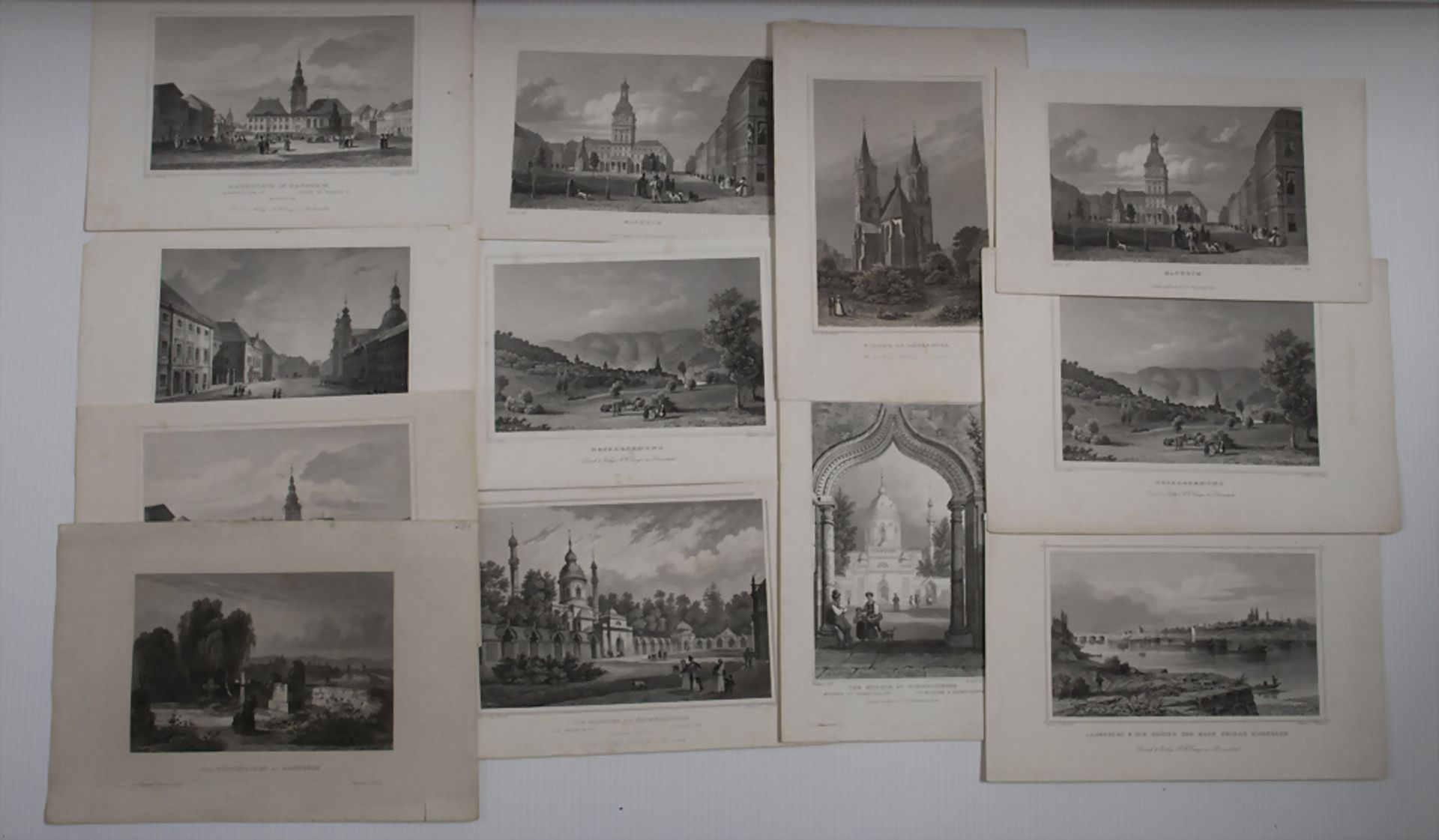 Konvolut 13 Ansichten Rhein-Neckar Region / A collection of 14 views of the Rhine-Neckar ...