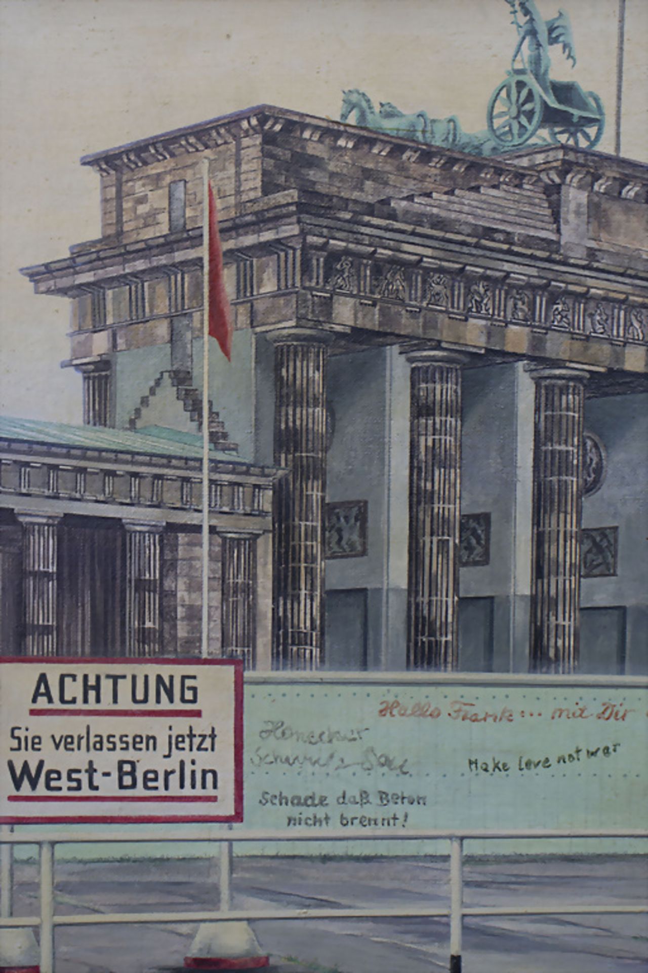 Gerald Zosgornick (*1938 in Berlin), 'Brandenburger Tor mit Berliner Mauer' / The Brandenburg ... - Bild 4 aus 6