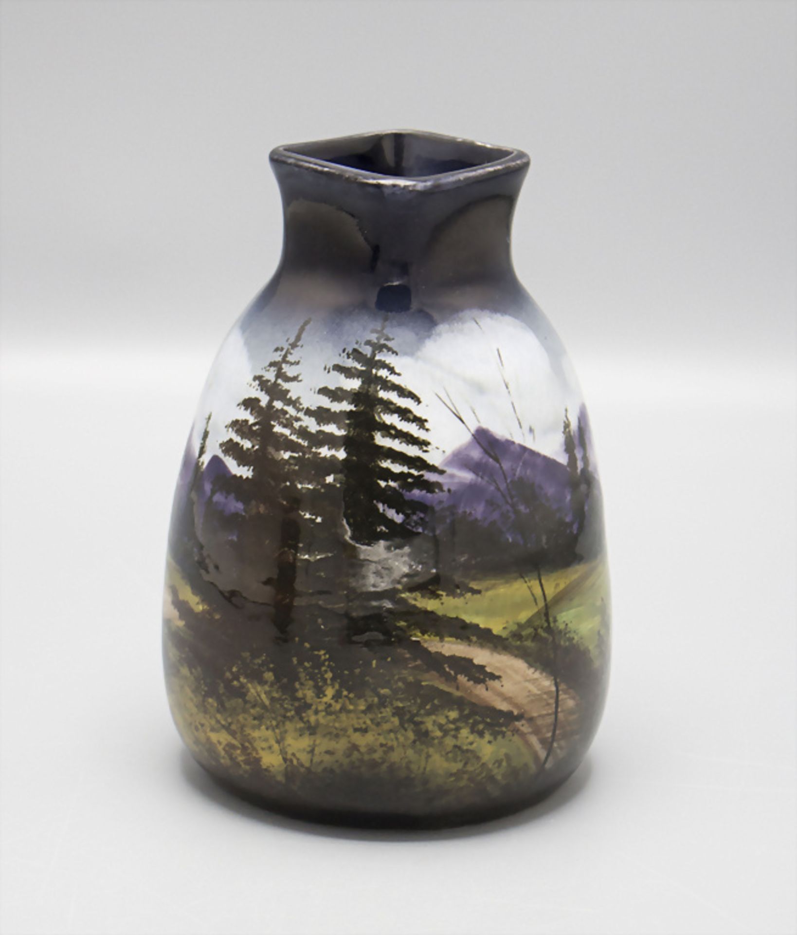 Jugendstil Schwarzwald Vase mit Abendstimmung, Schramberg, um 1920 - Image 2 of 5