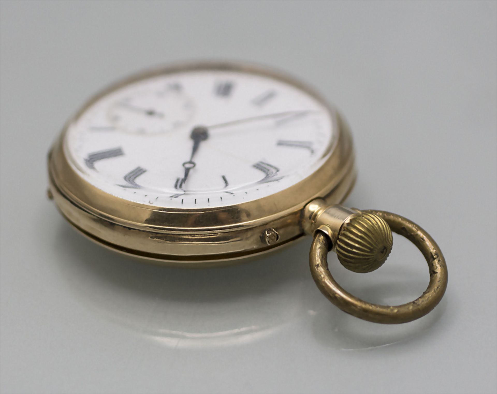 Offene Herrentaschenuhr / An 14 ct gold pocket watch, um 1900 - Bild 6 aus 7