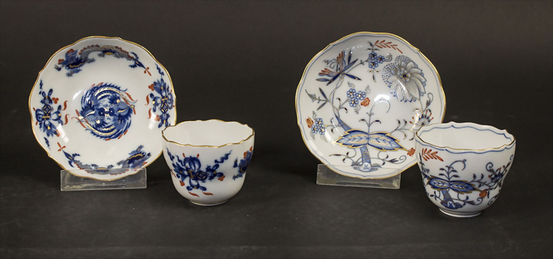 Konvolut aus 8 Tassen mit Untertassen / A set of 8 porcelain cups and saucers, Meissen, 20. Jh. - Image 4 of 7